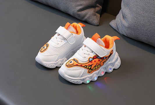 Light baby Shoe | Dinosaur Pattern Mesh Luminous Sole Chunky Baby Shoe