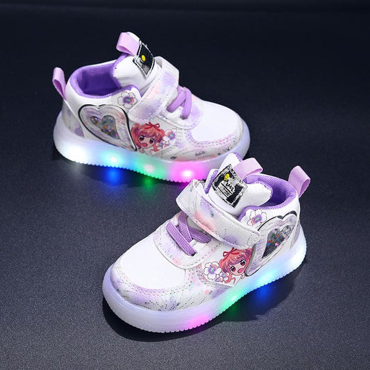 Rinsvye Girls Light - Up Sneakers β Soft Sole Toddler Shoes with Sensor Lights