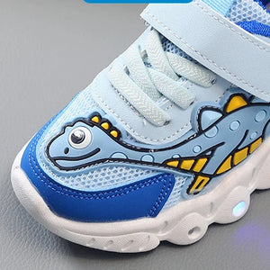 Dinosaur Pattern Mesh Luminous Sole Chunky Light Shoe 