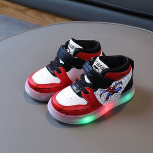 Disney LED Light - Up Sneakers – Spiderman & Cartoon - Themed Breathable Sports Shoes for Kids