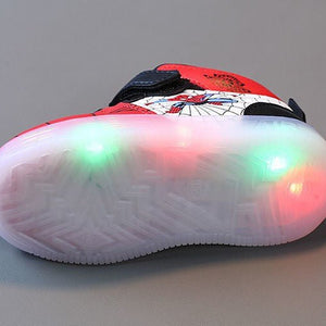 Disney LED Light - Up Sneakers – Spiderman & Cartoon - Themed Breathable Sports Shoes for Kids