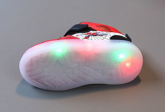 Disney LED Light - Up Sneakers – Spiderman & Cartoon - Themed Breathable Sports Shoes for Kids