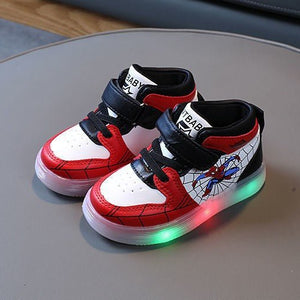 Disney LED Light - Up Sneakers – Spiderman & Cartoon - Themed Breathable Sports Shoes for Kids