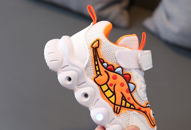 Light baby Shoe | Dinosaur Pattern Mesh Luminous Sole Chunky Baby Shoe