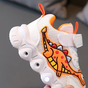 Light baby Shoe | Dinosaur Pattern Mesh Luminous Sole Chunky Baby Shoe