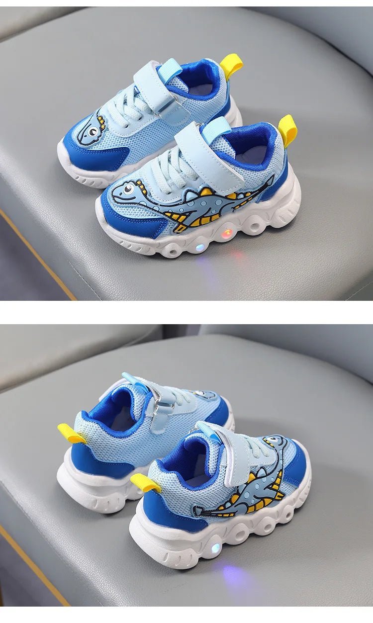Light baby Shoe | Dinosaur Pattern Mesh Luminous Sole Chunky Baby Shoe