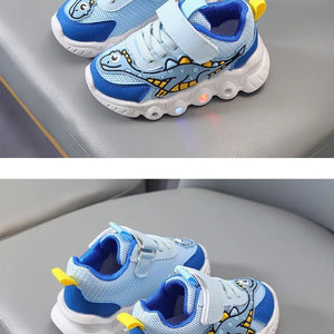 Light baby Shoe | Dinosaur Pattern Mesh Luminous Sole Chunky Baby Shoe
