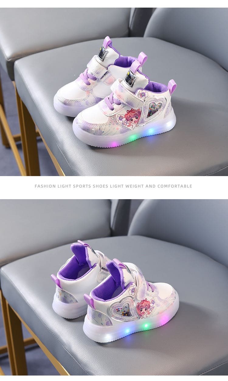 Rinsvye Girls Light-Up Sneakers – Soft Sole Toddler Shoes for