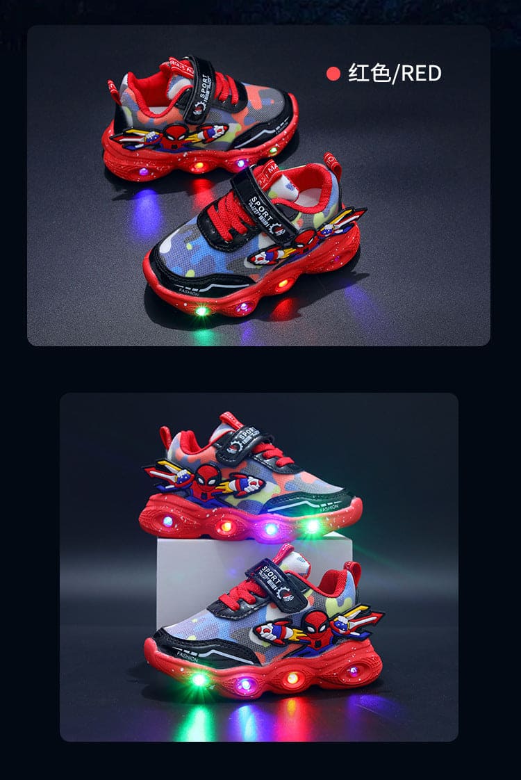 Superhero Spider-Man LED Light-Up Sneakers – Kids Sports Shoes